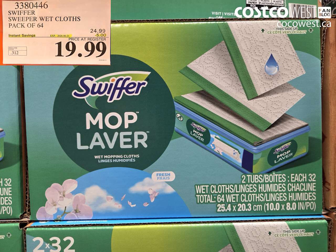 3380446 SWIFFER SWEEPER WET CLOTHS PACK OF 64 ($5.00 INSTANT SAVINGS EXPIRES ON 2026-06-21) $19.99