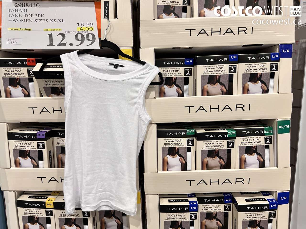 2988440 TAHARI TANK TOP 3PK WOMEN SIZES XS-XL ($4.00 INSTANT SAVINGS EXPIRES ON 2026-07-03) $12.99