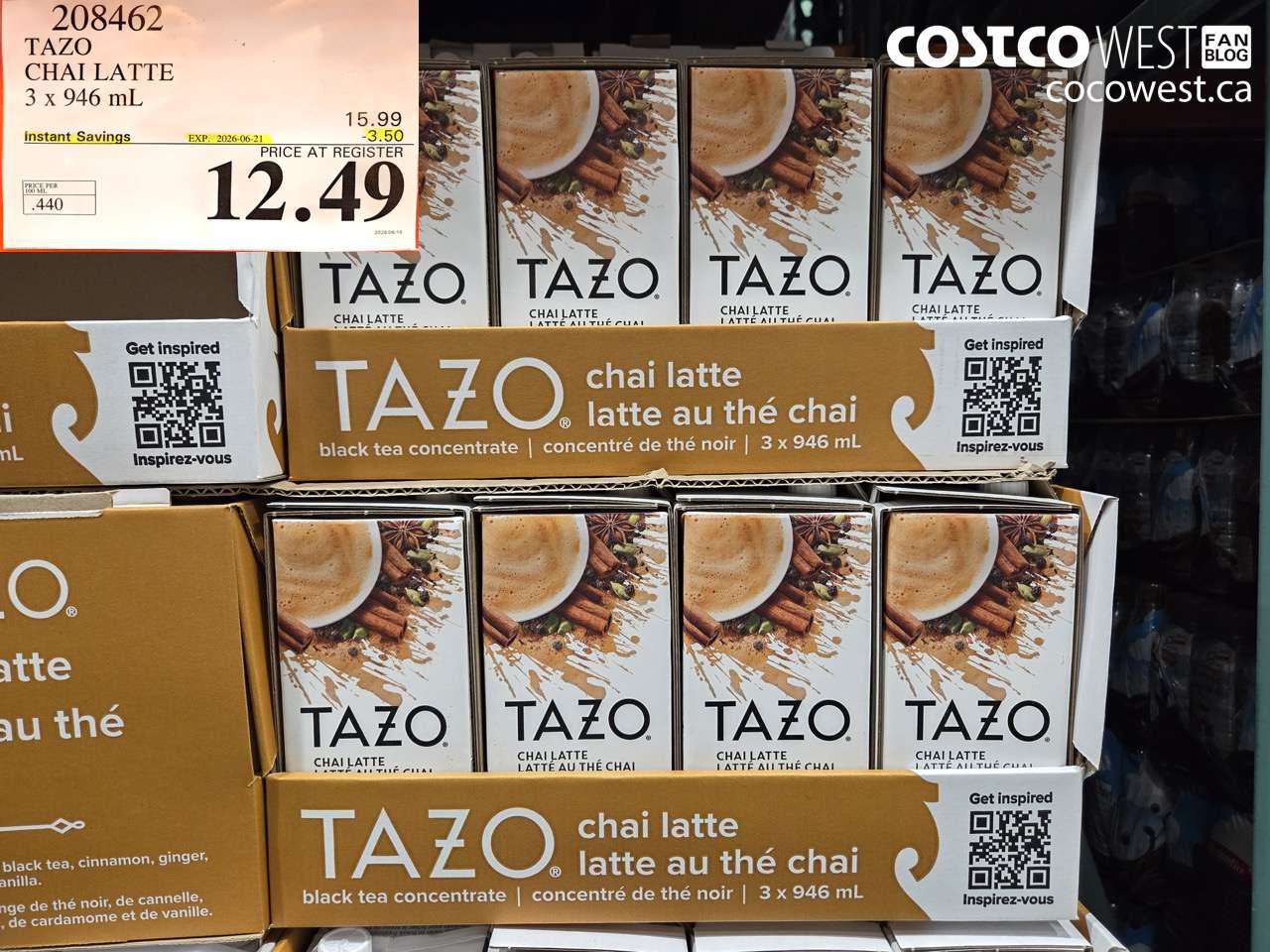 208462 TAZO CHAI LATTE 3 X 946 ML ($3.50 INSTANT SAVINGS EXPIRES ON 2026-06-21) $12.49