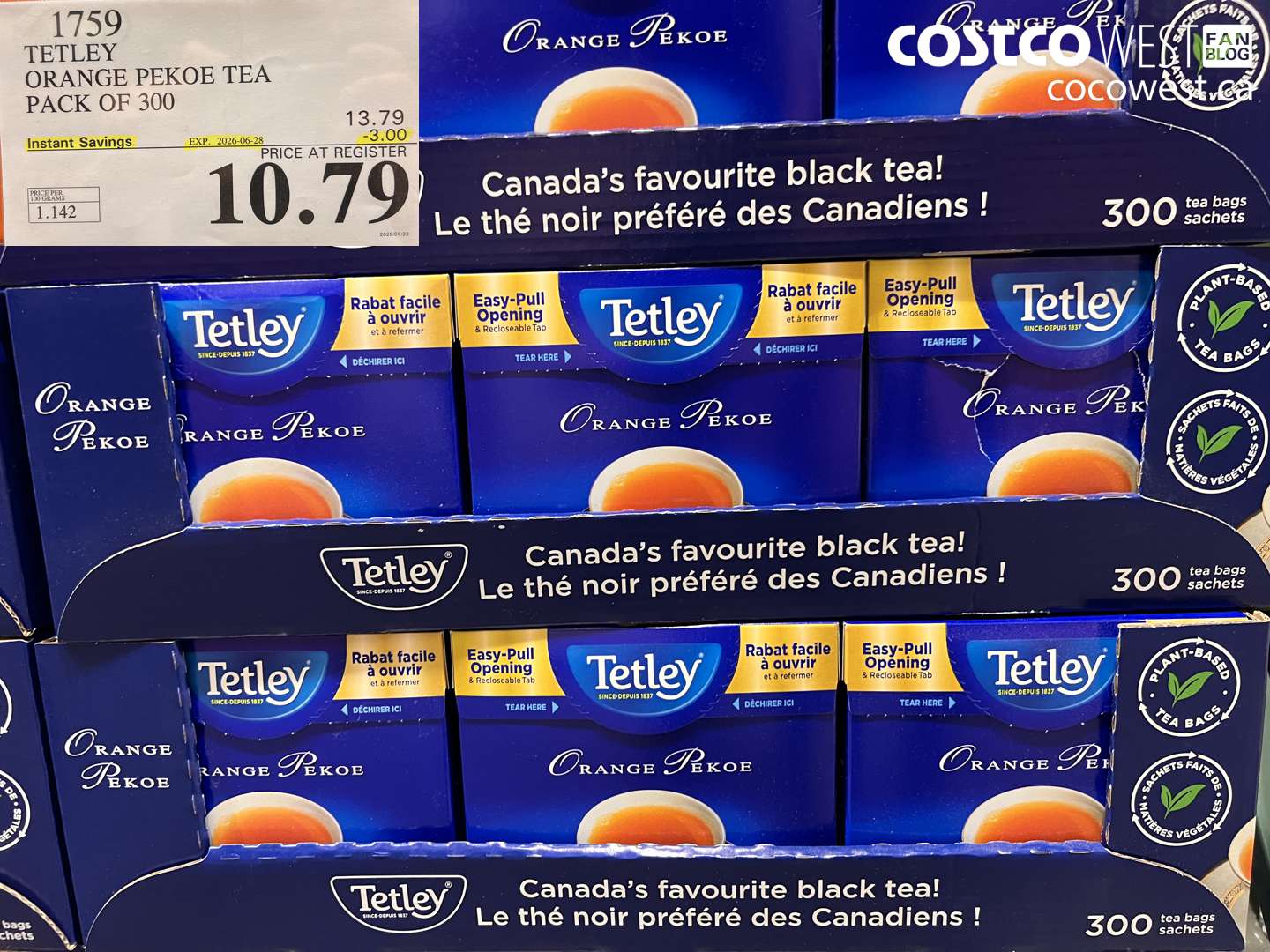 1759 TETLEY ORANGE PEKOE TEA PACK OF 300 ($3.00 INSTANT SAVINGS EXPIRES ON 2026-06-28) $10.79