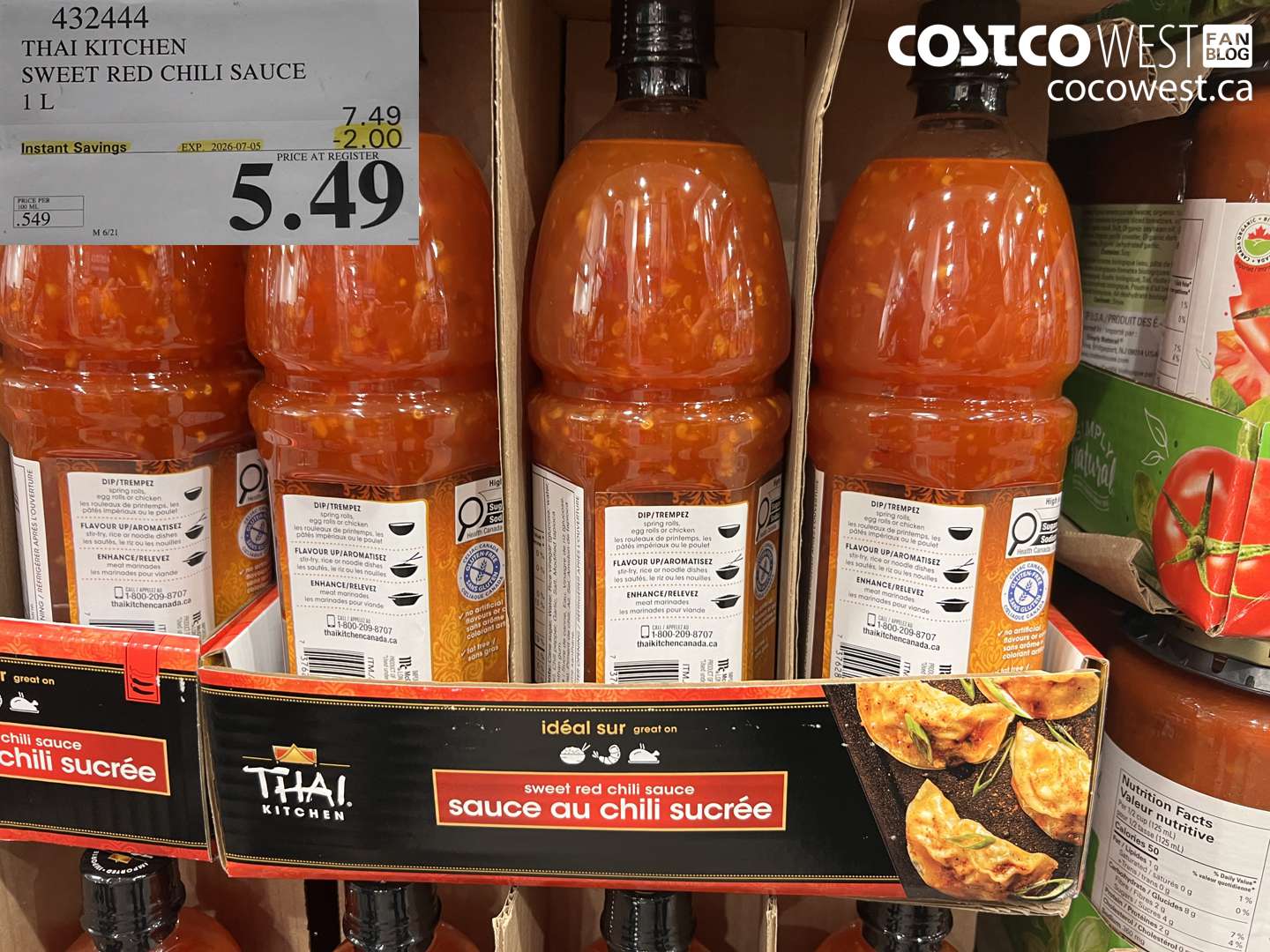 432444 THAI KITCHEN SWEET RED CHILI SAUCE 1 L ($2.00 INSTANT SAVINGS EXPIRES ON 2026-07-05) $5.49