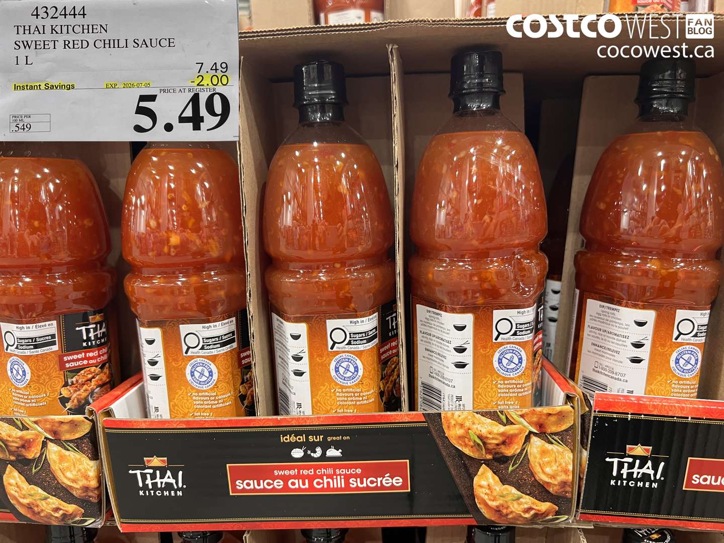 432444 THAI KITCHEN SWEET RED CHILI SAUCE 1 L ($2.00 INSTANT SAVINGS EXPIRES ON 2026-07-05) $5.49