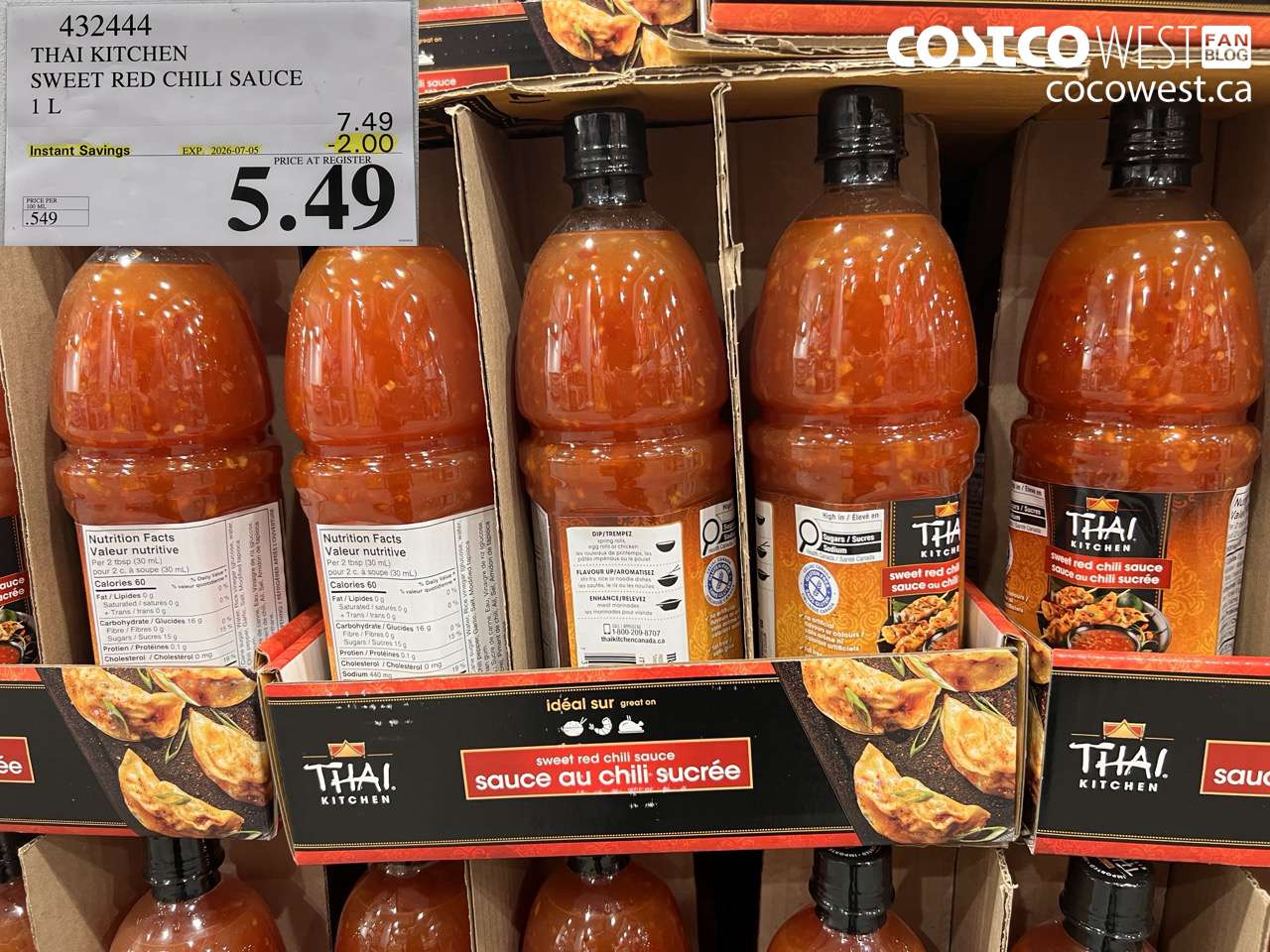 432444 THAI KITCHEN SWEET RED CHILI SAUCE 1 L ($2.00 INSTANT SAVINGS EXPIRES ON 2026-07-05) $5.49