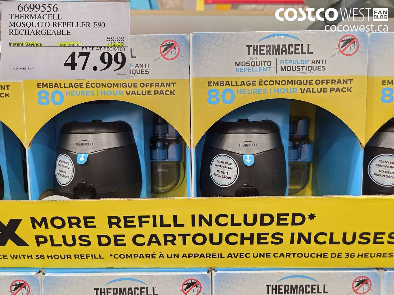 6699556 THERMACELL MOSQUITO REPELLER E90 RECHARGEABLE ($12.00 INSTANT SAVINGS EXPIRES ON 2026-06-07) $47.99