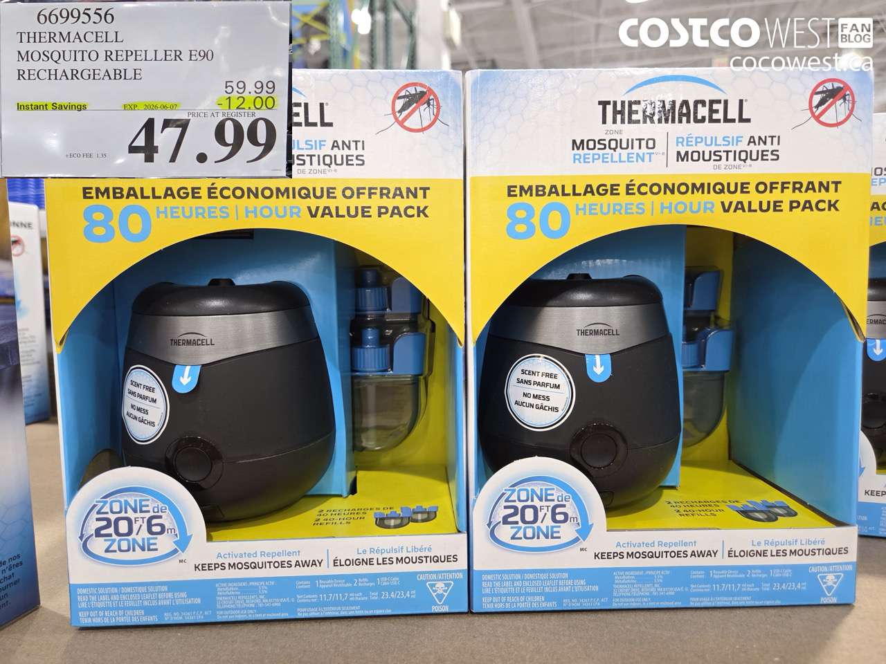 6699556 THERMACELL MOSQUITO REPELLER E90 RECHARGEABLE ($12.00 INSTANT SAVINGS EXPIRES ON 2026-06-07) $47.99