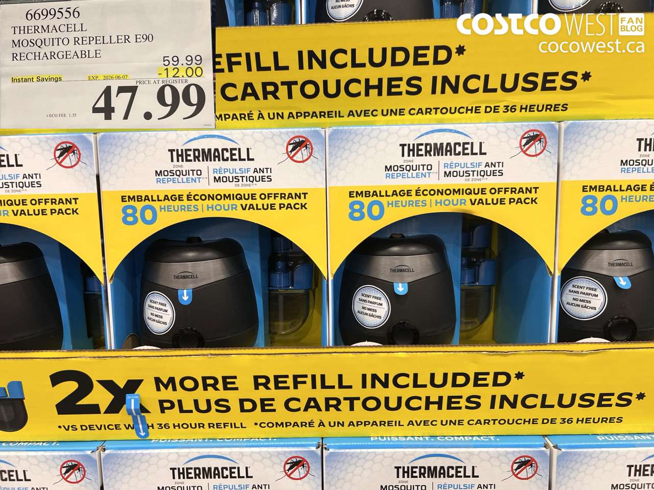 6699556 THERMACELL MOSQUITO REPELLER E90 RECHARGEABLE ($12.00 INSTANT SAVINGS EXPIRES ON 2026-06-07) $47.99