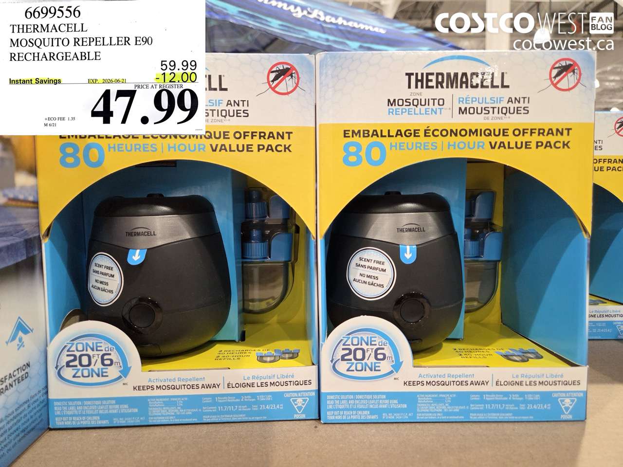 6699556 THERMACELL MOSQUITO REPELLER E90 RECHARGEABLE ($12.00 INSTANT SAVINGS EXPIRES ON 2026-06-21) $47.99