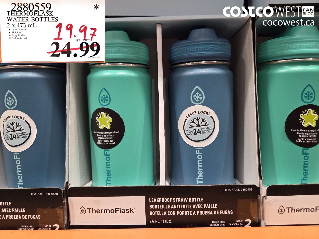 2880559 THERMOFLASK WATER BOTTLES 2 X 473 ML $19.97