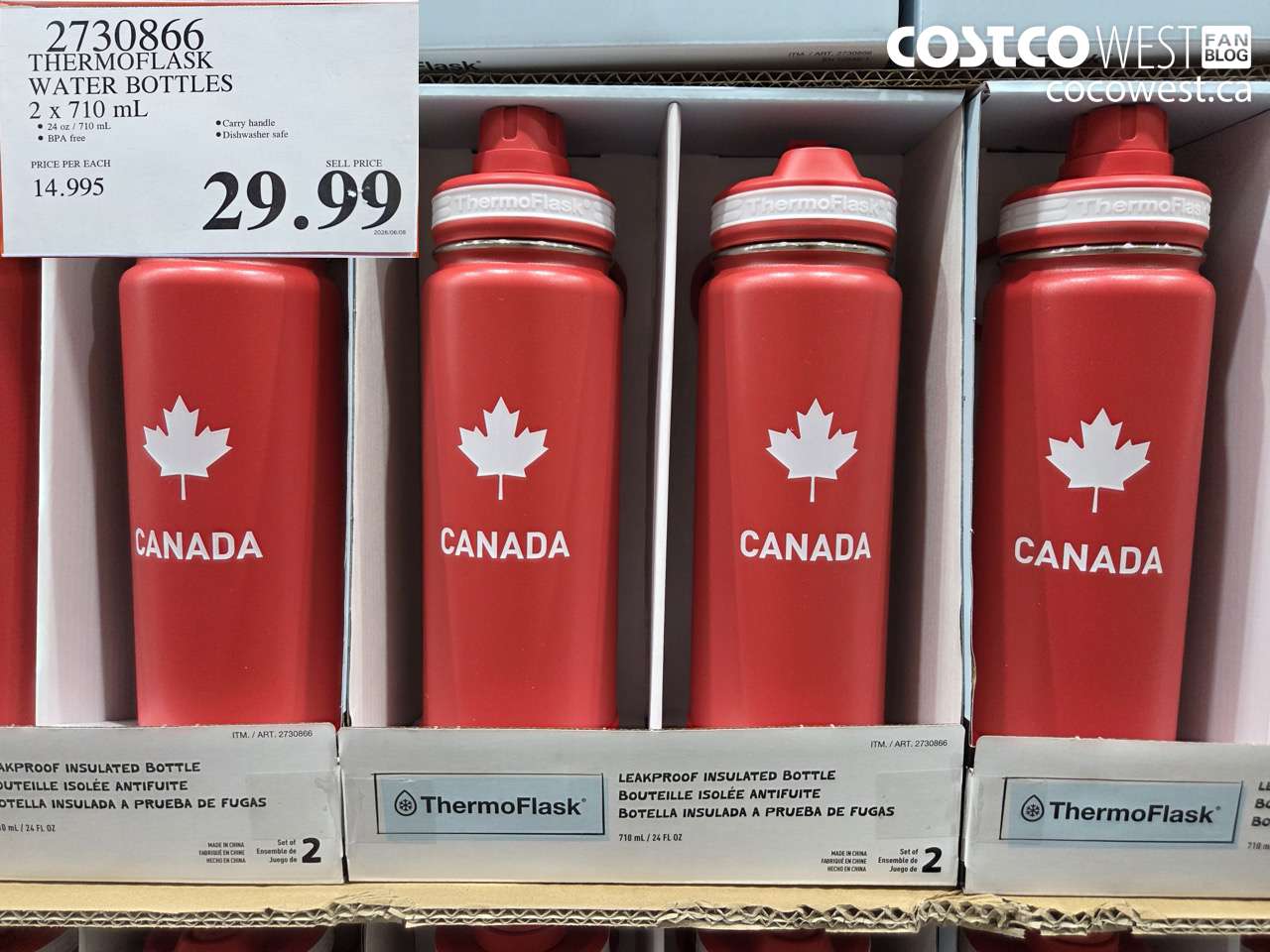 2730866 THERMOFLASK WATER BOTTLES 2 X 710 ML $29.99