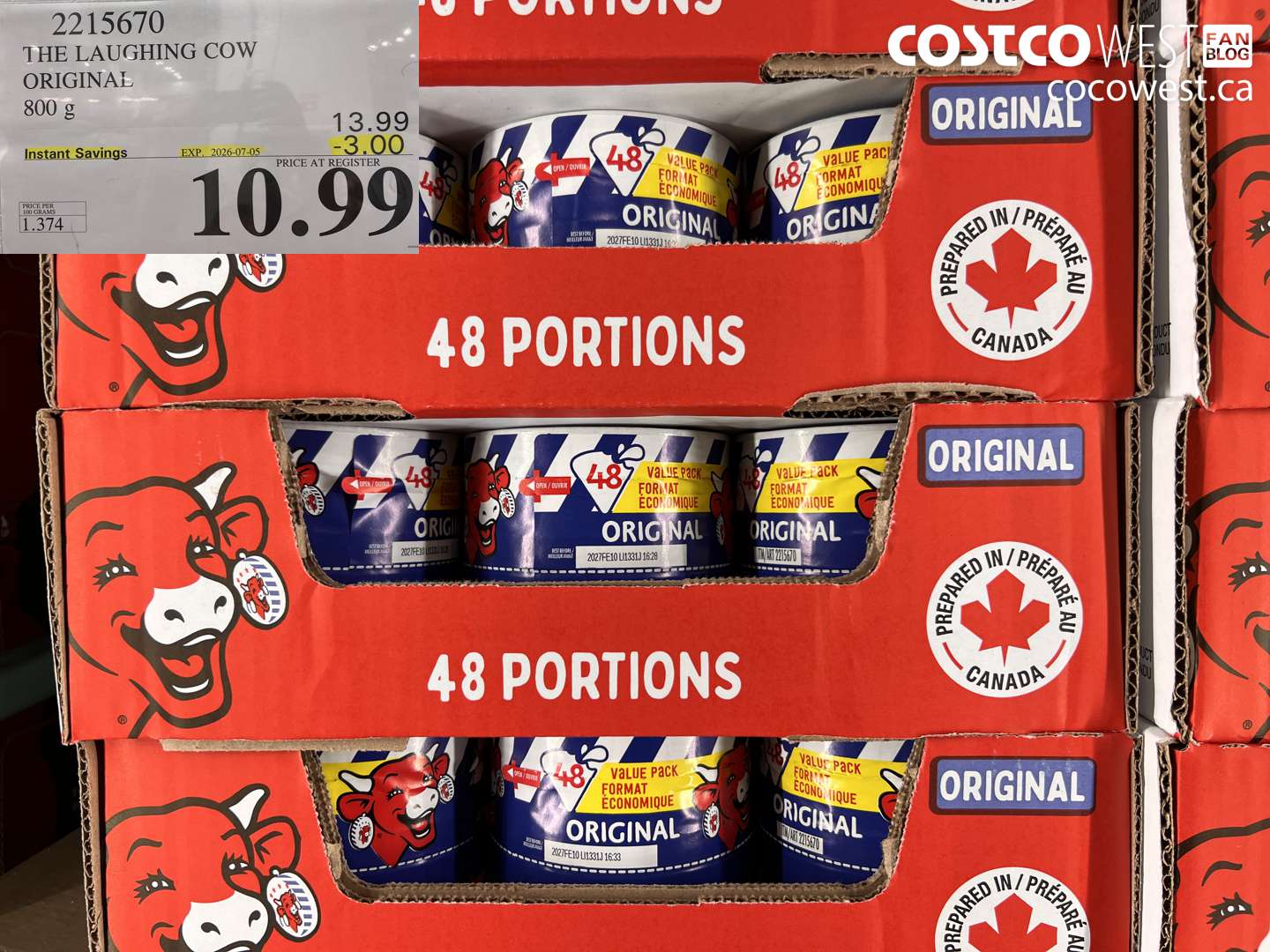 2215670 THE LAUGHING COW ORIGINAL 800 G ($3.00 INSTANT SAVINGS EXPIRES ON 2026-07-05) $10.99