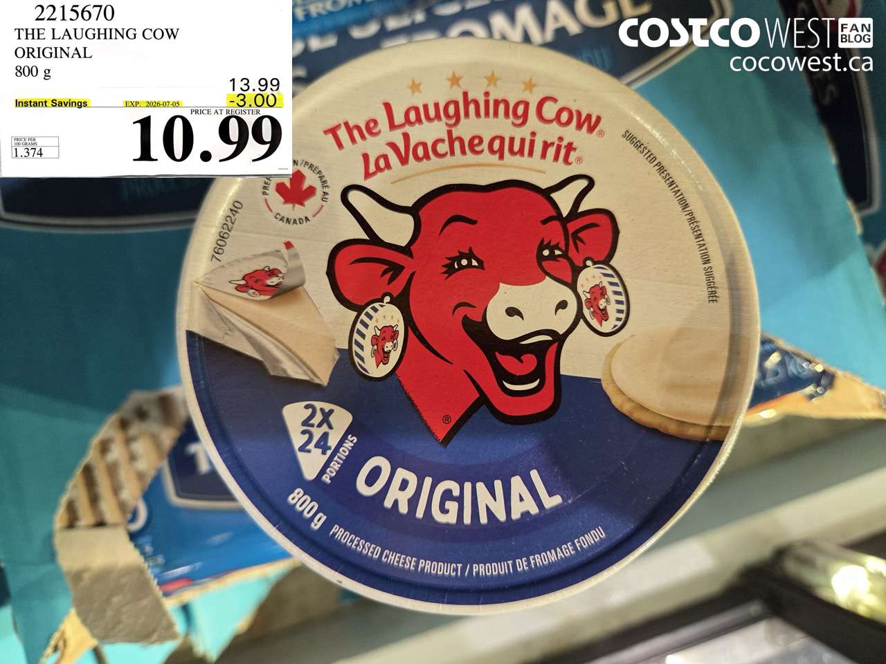 2215670 THE LAUGHING COW ORIGINAL 800 G ($3.00 INSTANT SAVINGS EXPIRES ON 2026-07-05) $10.99