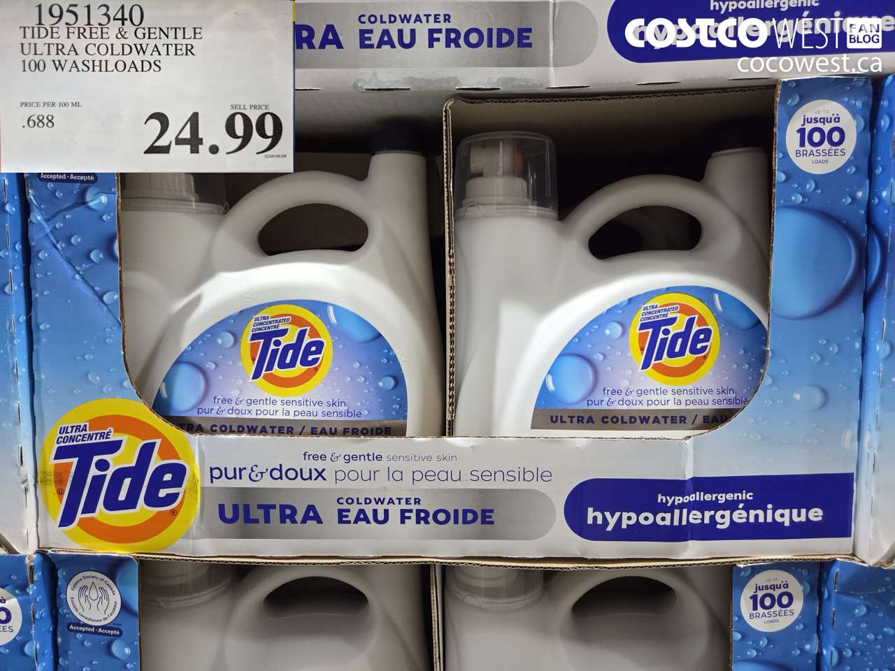 1951340 TIDE FREE & GENTLE ULTRA COLDWATER 100 WASHLOADS $24.99