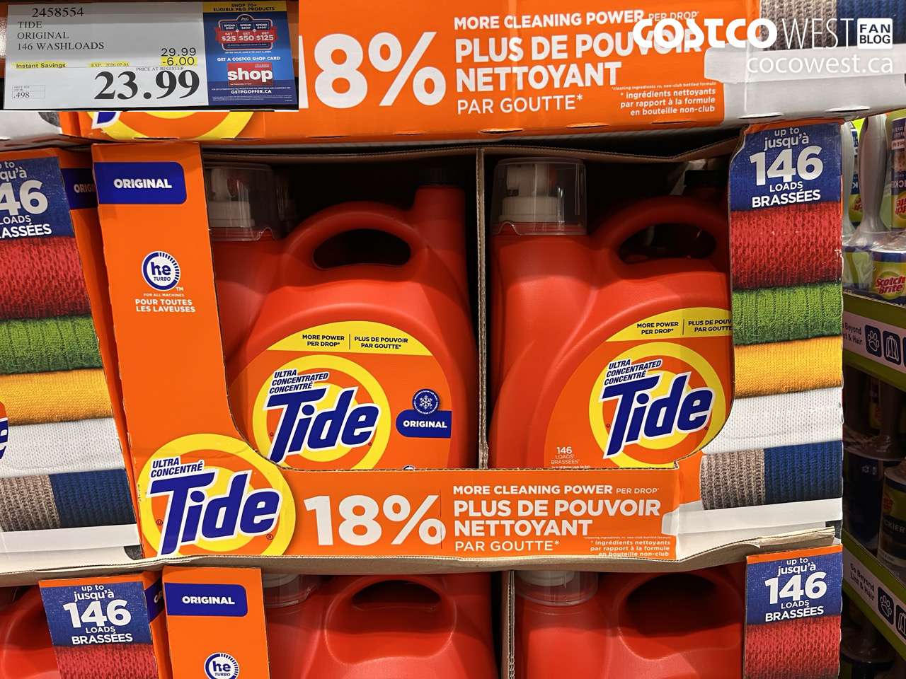 2458554 TIDE ORIGINAL 146 WASHLOADS ($6.00 INSTANT SAVINGS EXPIRES ON 2026-07-05) $23.99