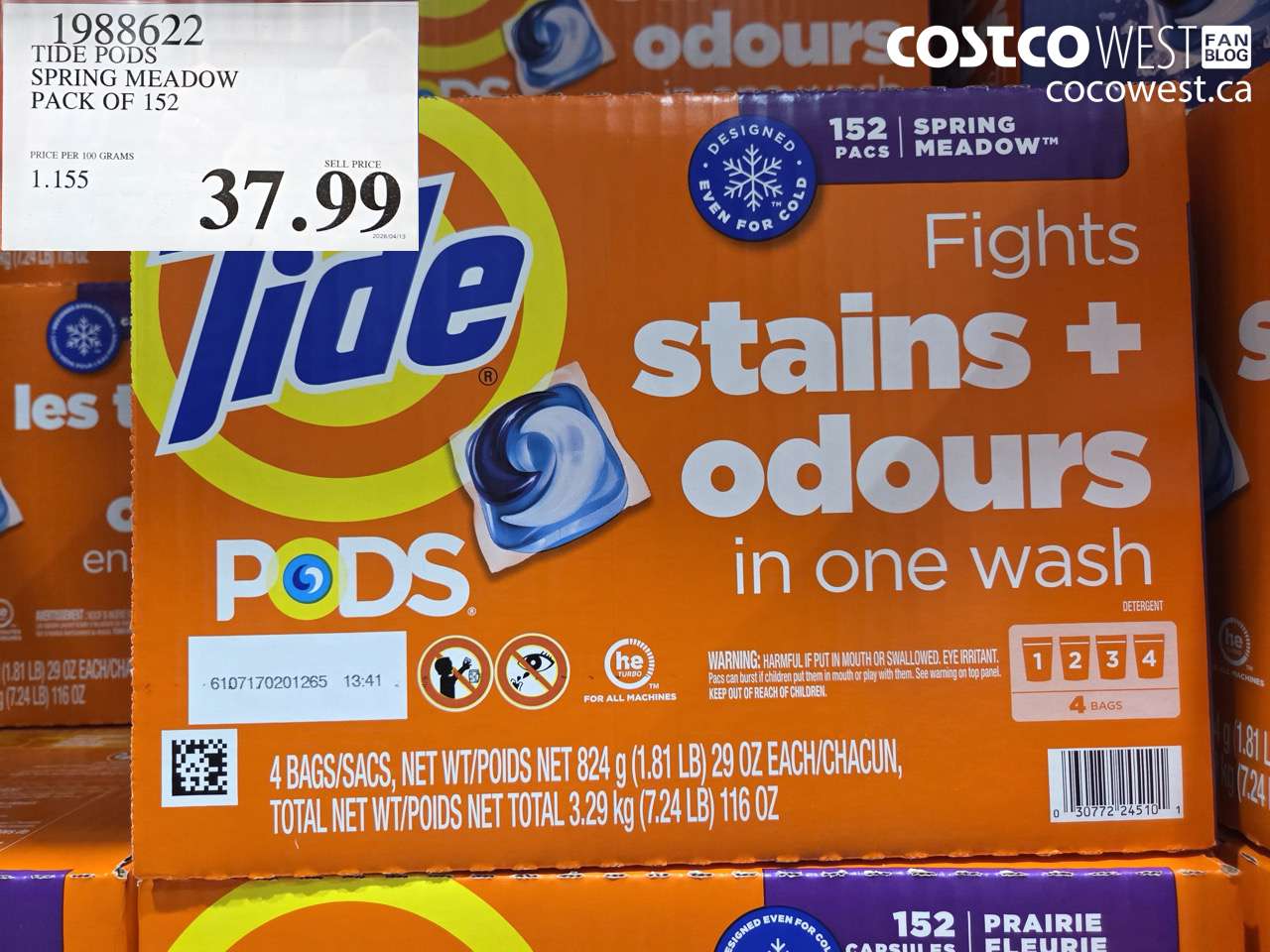 1988622 TIDE PODS SPRING MEADOW PACK OF 152 $37.99