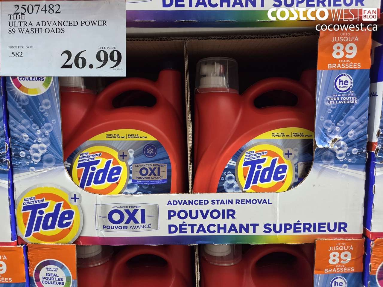 2507482 TIDE ULTRA ADVANCED POWER 89 WASHLOADS $26.99