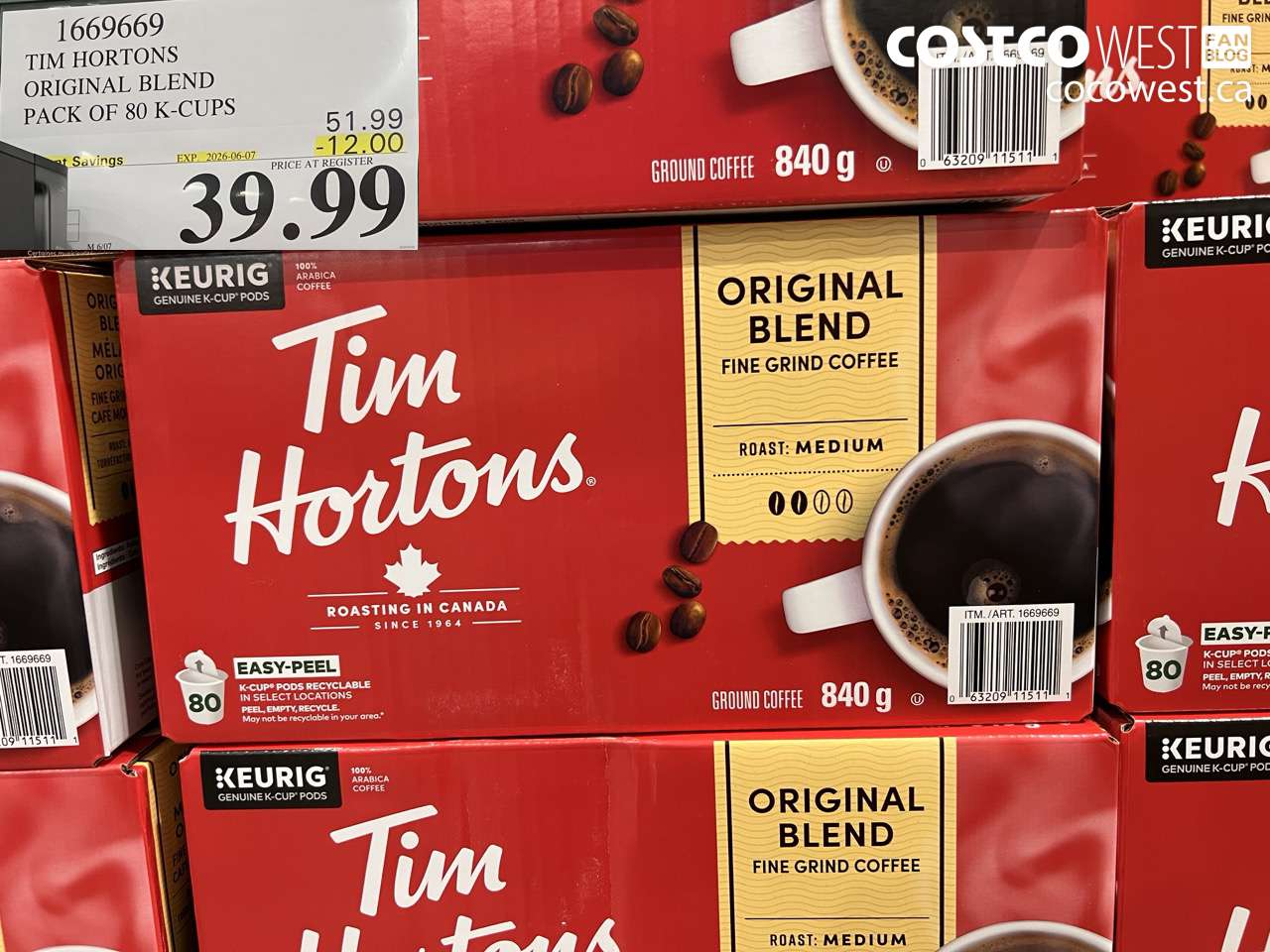 1669669 TIM HORTONS ORIGINAL BLEND PACK OF 80 K-CUPS ($12.00 INSTANT SAVINGS EXPIRES ON 2026-06-07) $39.99