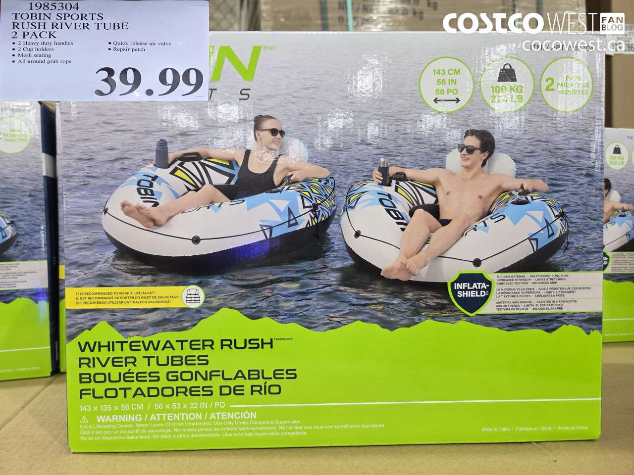 1985304 TOBIN SPORTS RUSH RIVER TUBE 2 PACK $39.99