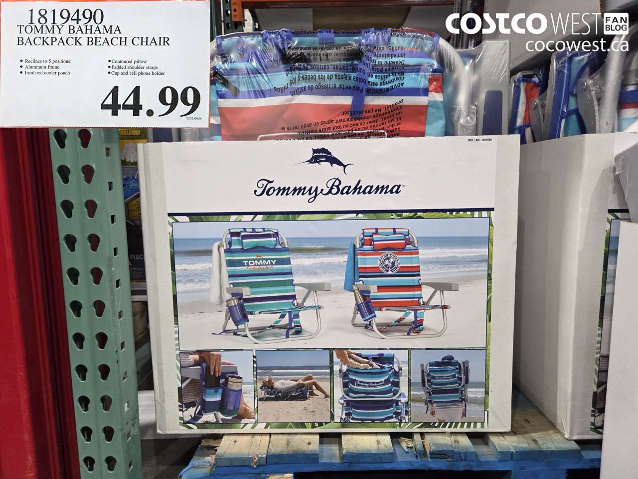 1819490 TOMMY BAHAMA BACKPACK BEACH CHAIR $44.99