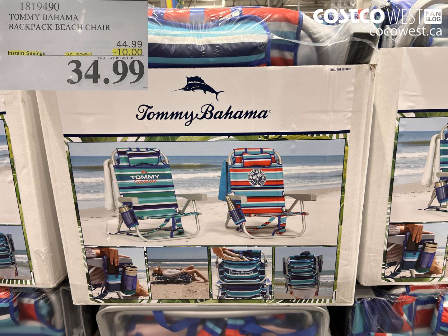 1819490 TOMMY BAHAMA BACKPACK BEACH CHAIR ($10.00 INSTANT SAVINGS EXPIRES ON 2026-06-21) $34.99