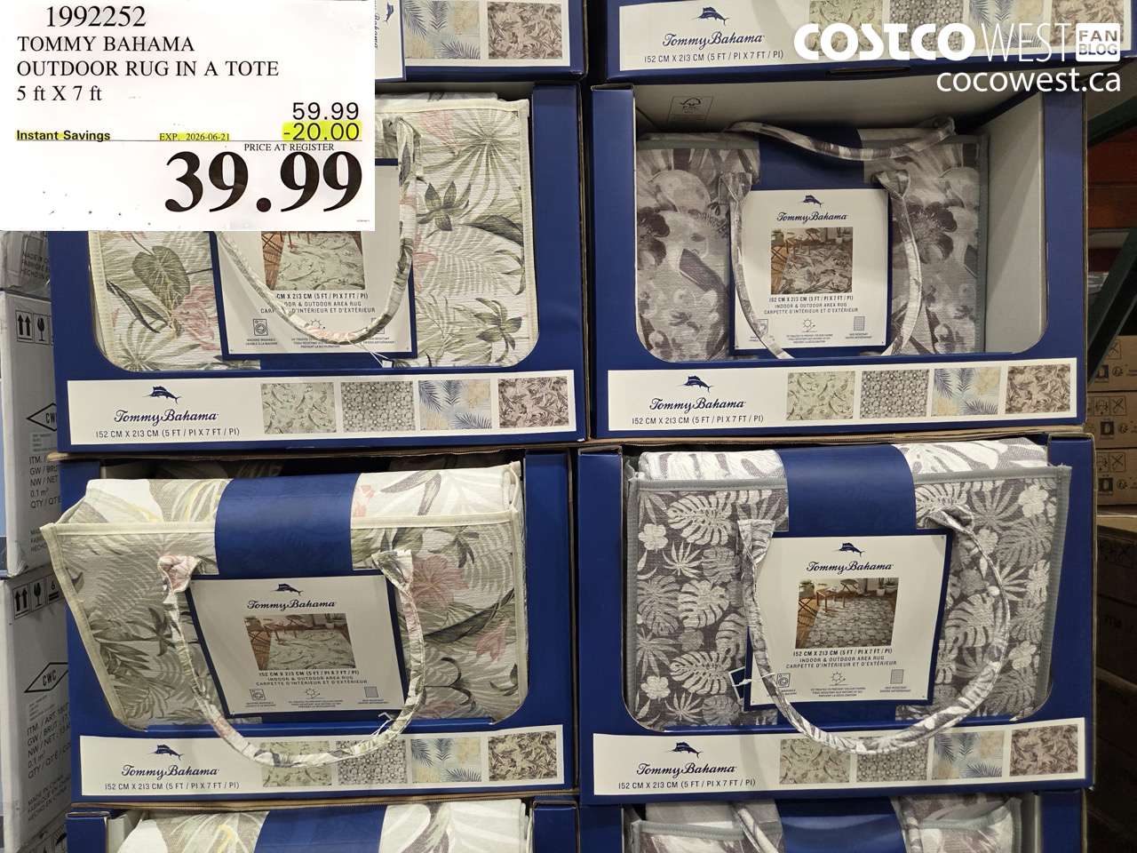 1992252 TOMMY BAHAMA OUTDOOR RUG IN A TOTE 5 FT X 7 FT ($20.00 INSTANT SAVINGS EXPIRES ON 2026-06-21) $39.99