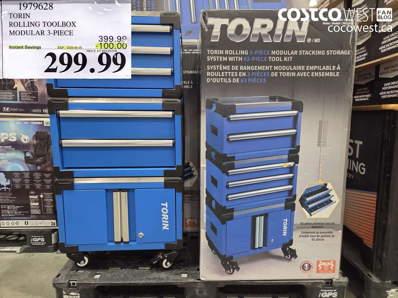 1979628 TORIN ROLLING TOOLBOX MODULAR 3-PIECE ($100.00 INSTANT SAVINGS EXPIRES ON 2026-06-18) $299.99