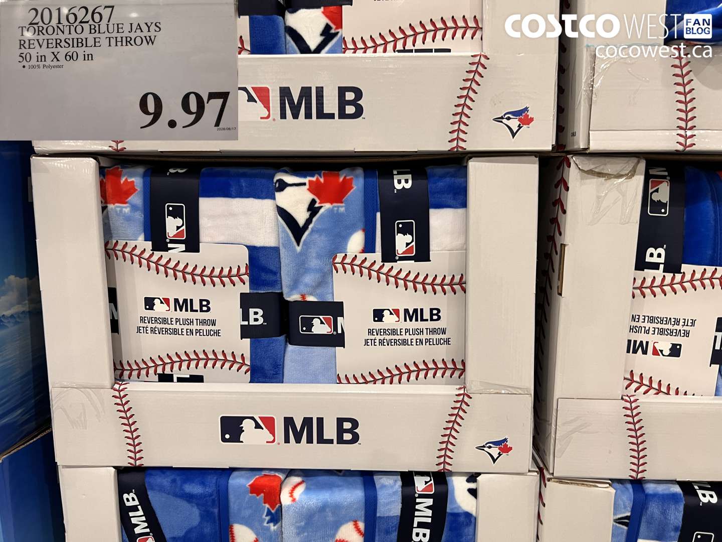 2016267 TORONTO BLUE JAYS REVERSIBLE THROW 50 IN X 60 IN $9.97