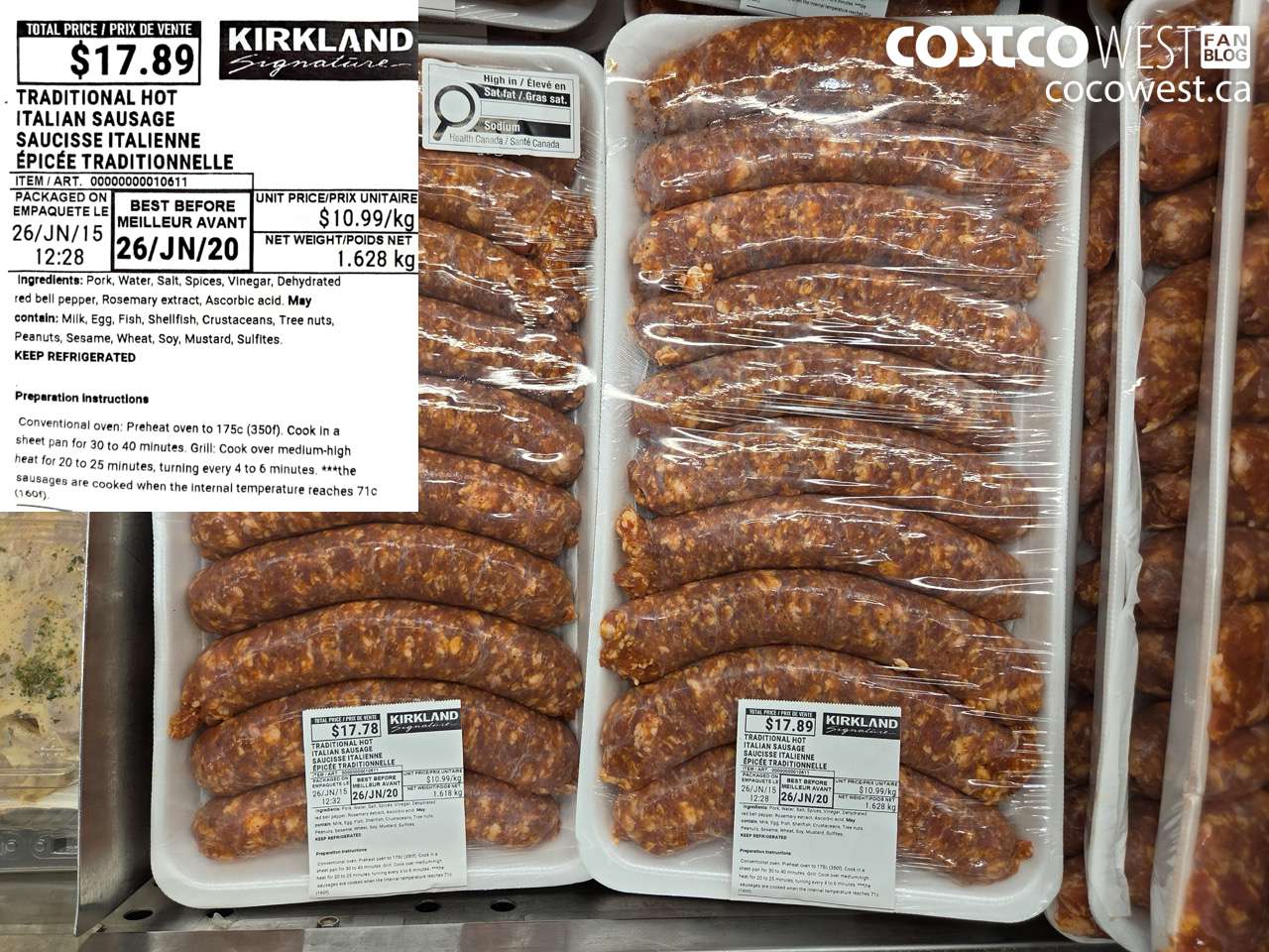 10611 TRADITIONAL HOT ITALIAN SAUSAGE $10.99