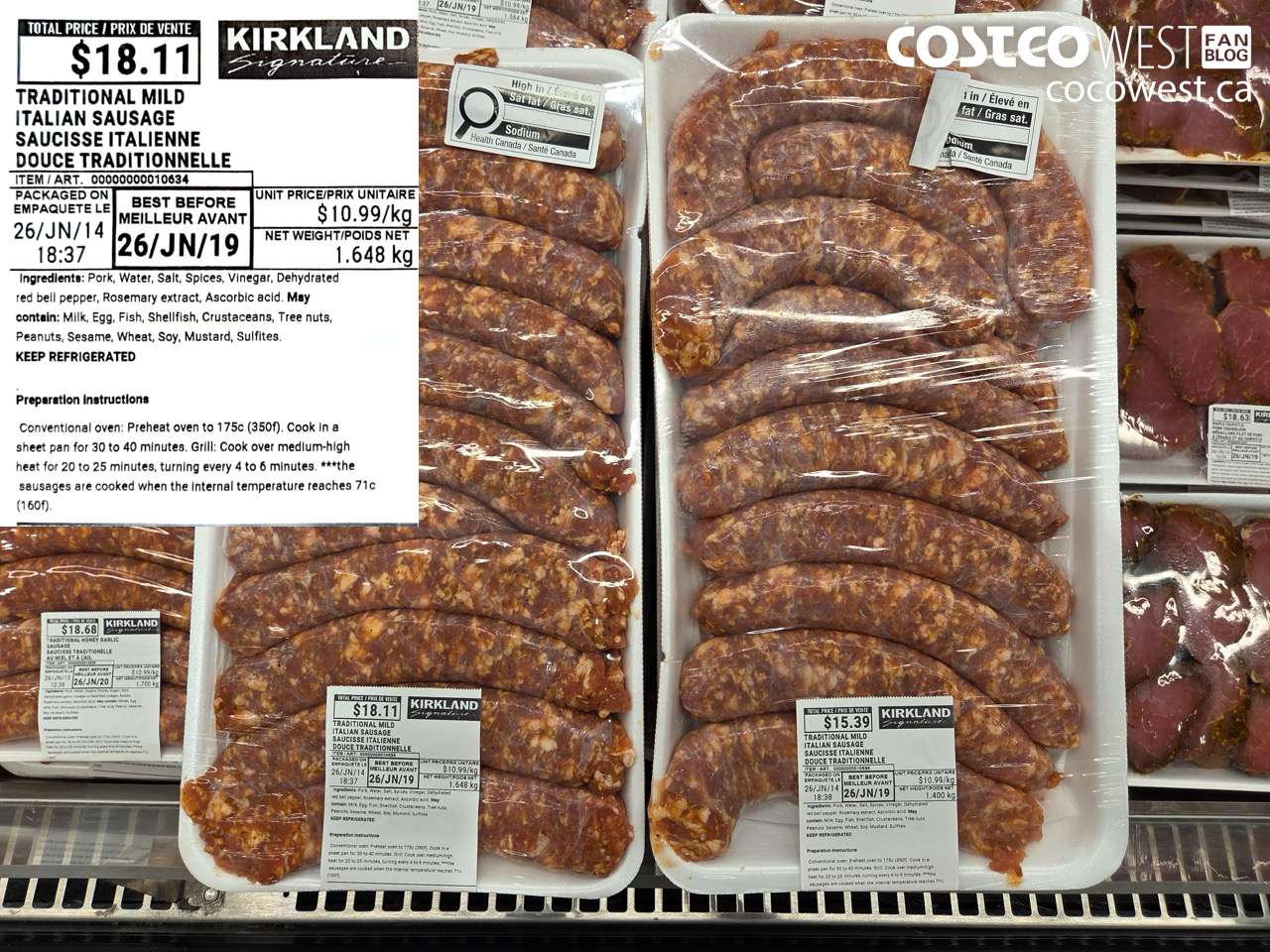 10634 TRADITIONAL MILD ITALIAN SAUSAGE $10.99
