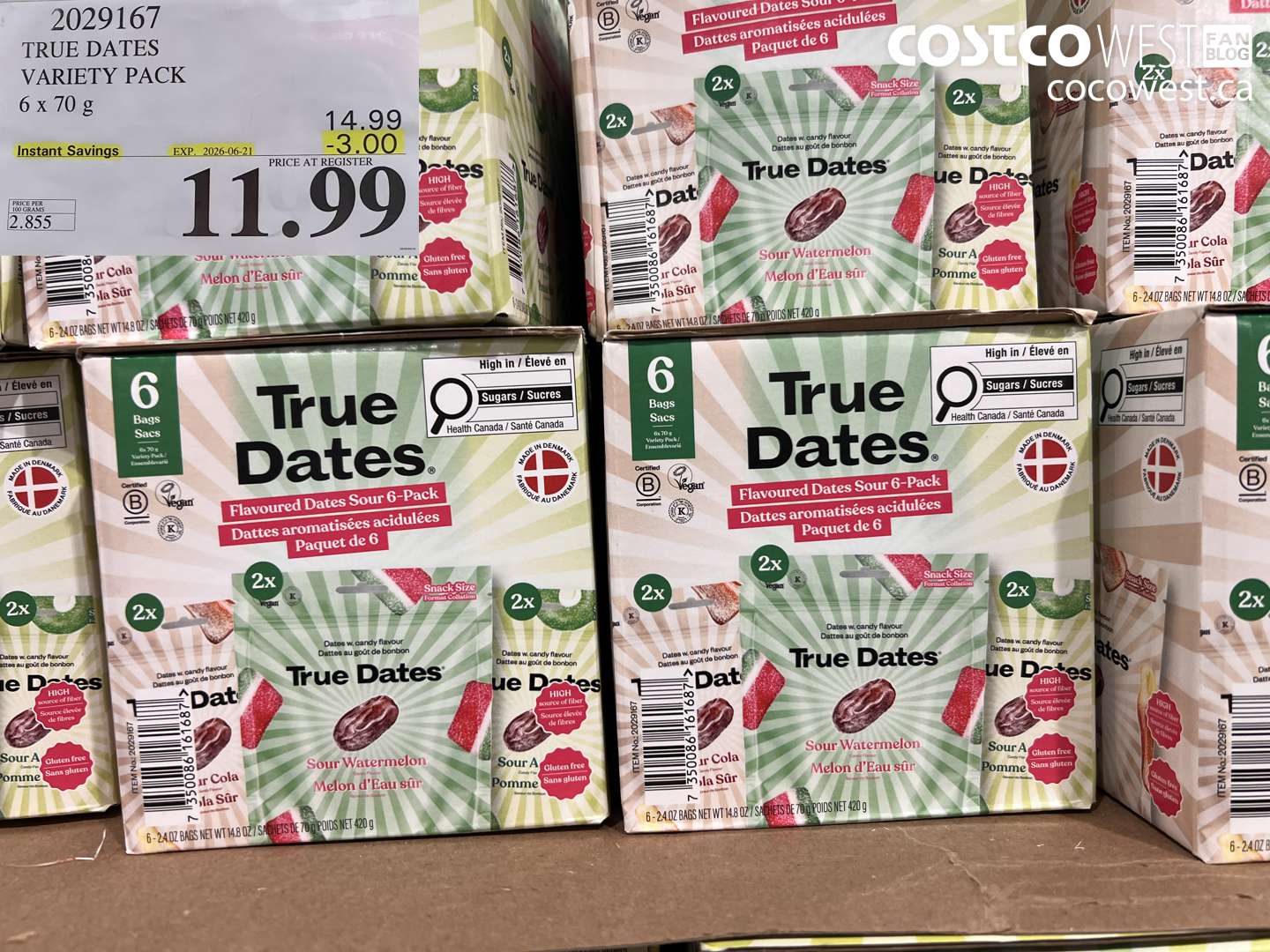 2029167 TRUE DATES VARIETY PACK 6 X 70 G ($3.00 INSTANT SAVINGS EXPIRES ON 2026-06-21) $11.99