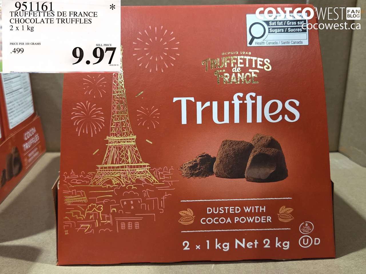 951161 TRUFFETTES DE FRANCE CHOCOLATE TRUFFLES 2 X 1 KG $9.97