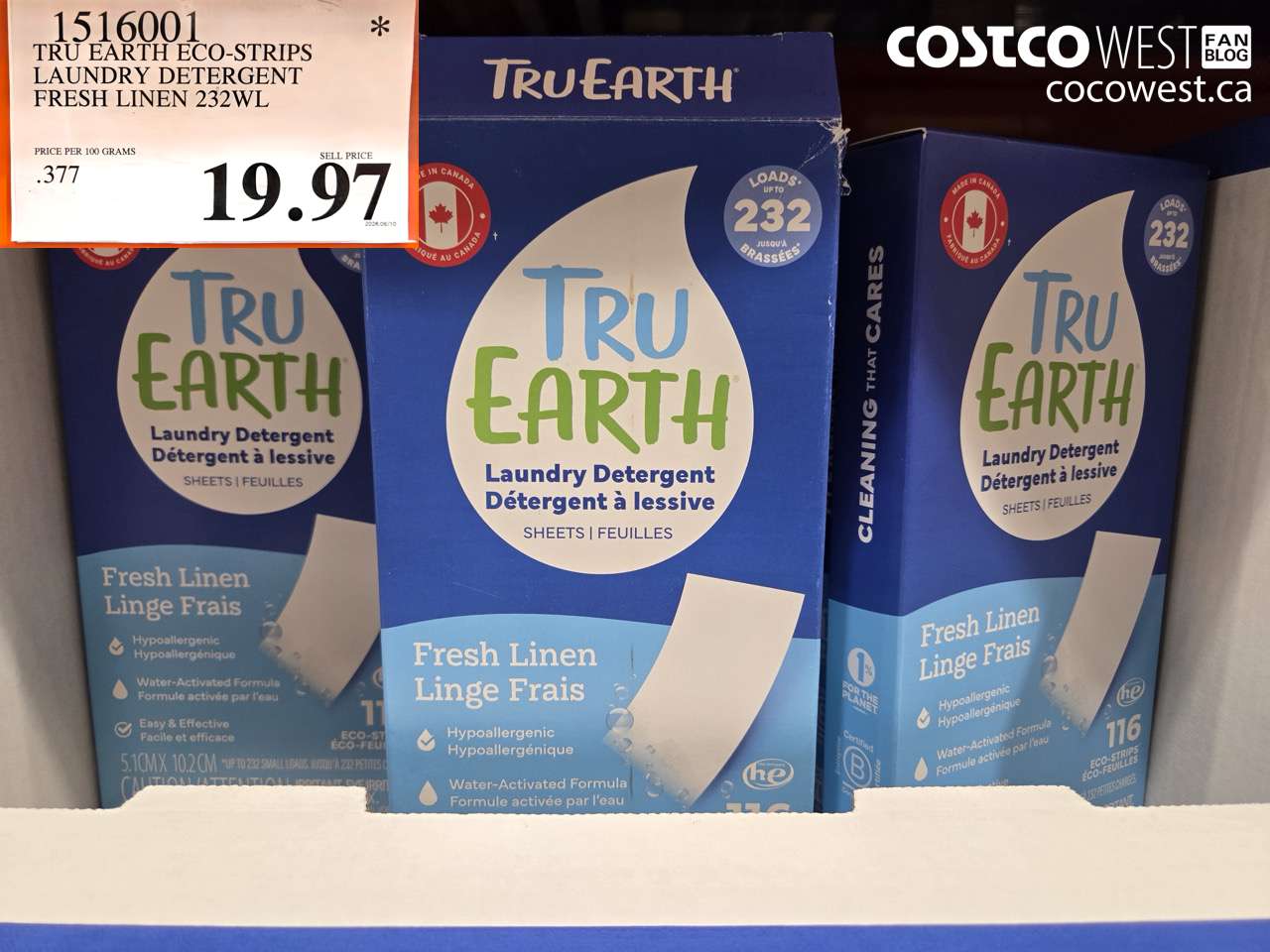 1516001 TRU EARTH ECO-STRIPS LAUNDRY DETERGENT FRESH LINEN 232WL $19.97