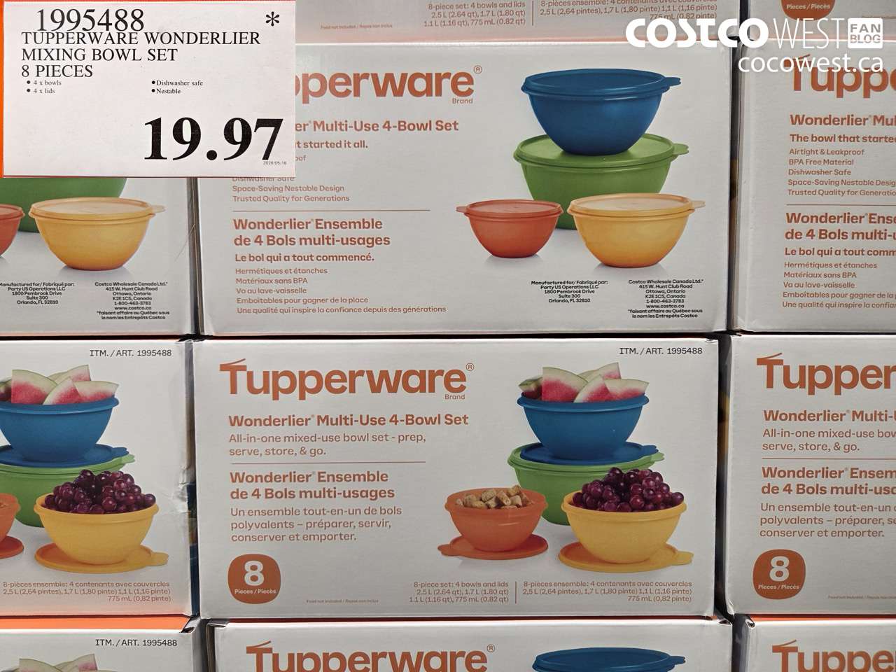 1995488 TUPPERWARE WONDERLIER MIXING BOWL SET 8 PIECES $19.97