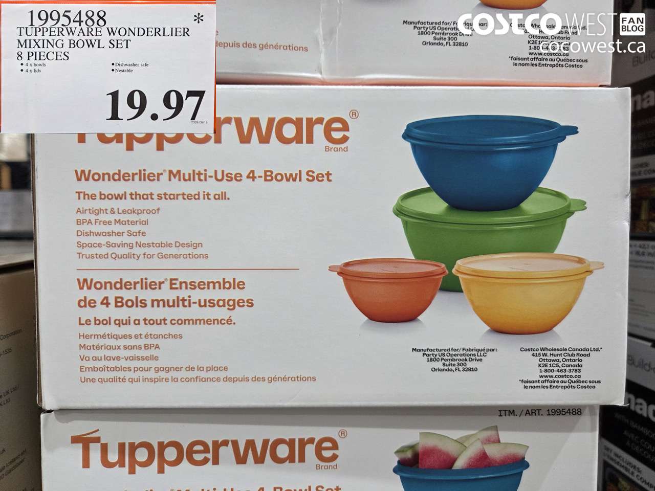 1995488 TUPPERWARE WONDERLIER MIXING BOWL SET 8 PIECES $19.97