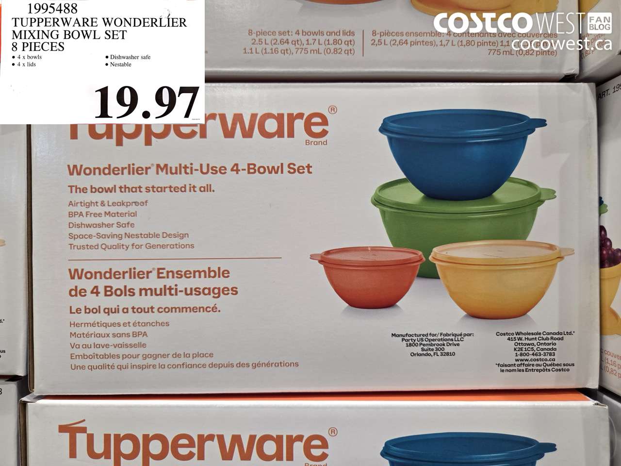 1995488 TUPPERWARE WONDERLIER MIXING BOWL SET 8 PIECES $19.97