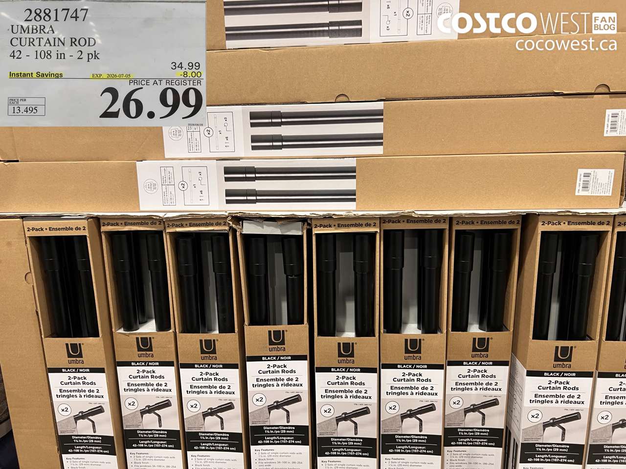 2881747 UMBRA CURTAIN ROD 42 - 108 IN - 2 PK ($8.00 INSTANT SAVINGS EXPIRES ON 2026-07-05) $26.99