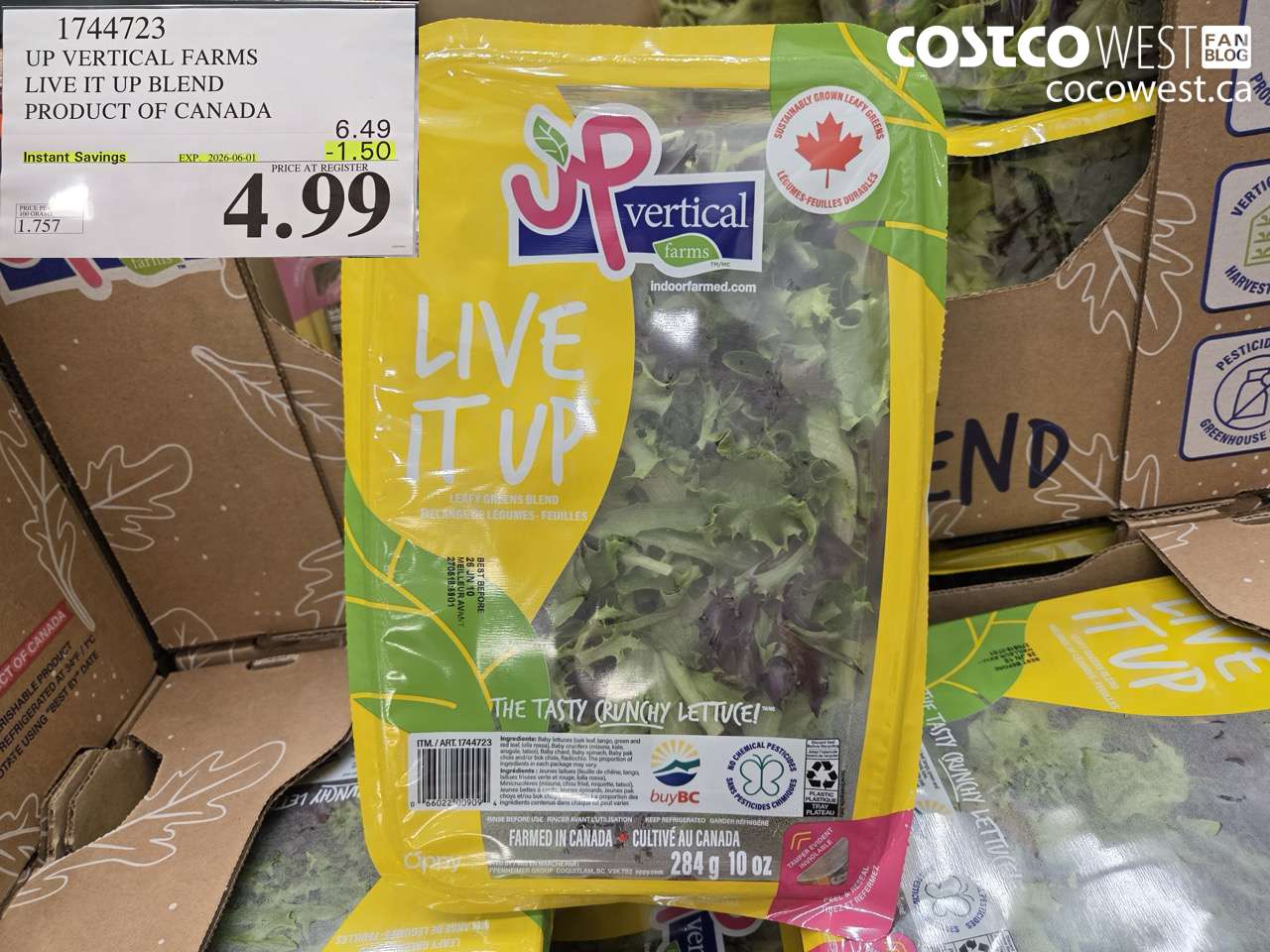 1744723 UP VERTICAL FARMS LIVE IT UP BLEND PRODUCT OF CANADA ($1.50 INSTANT SAVINGS EXPIRES ON 2026-06-01) $4.99