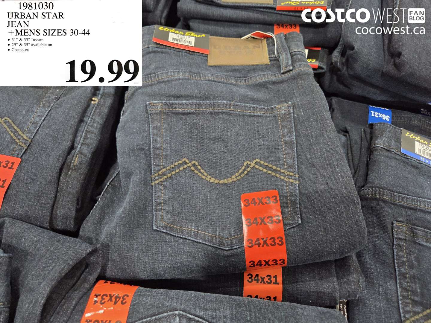 1981030 URBAN STAR JEAN MENS SIZES 30-44 $19.99
