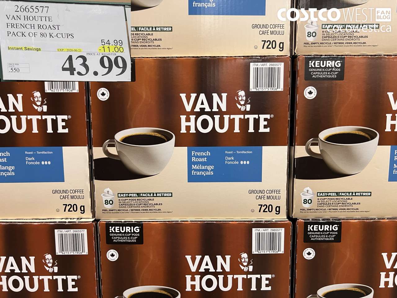 2665577 VAN HOUTTE FRENCH ROAST PACK OF 80 K-CUPS ($11.00 INSTANT SAVINGS EXPIRES ON 2026-06-21) $43.99