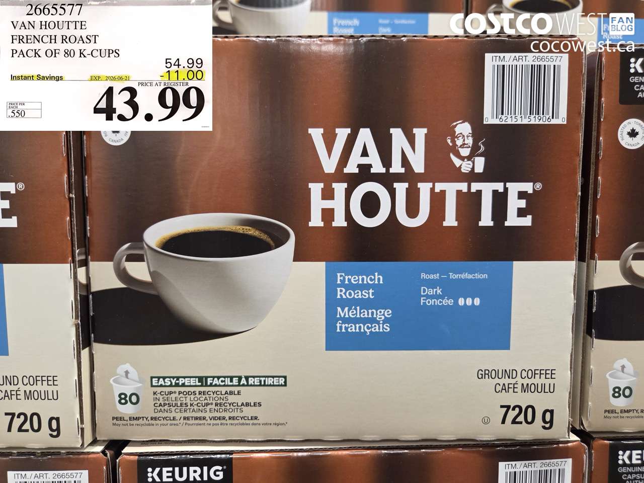 2665577 VAN HOUTTE FRENCH ROAST PACK OF 80 K-CUPS ($11.00 INSTANT SAVINGS EXPIRES ON 2026-06-21) $43.99