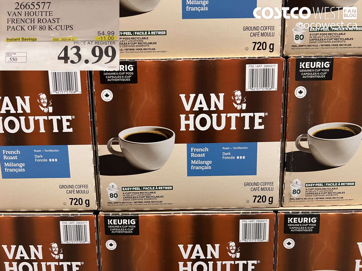 2665577 VAN HOUTTE FRENCH ROAST PACK OF 80 K-CUPS ($11.00 INSTANT SAVINGS EXPIRES ON 2026-06-21) $43.99