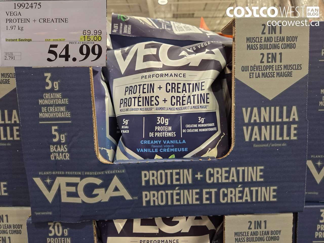 1992475 VEGA PROTEIN + CREATINE 1.97 KG ($15.00 INSTANT SAVINGS EXPIRES ON 2026-06-07) $54.99