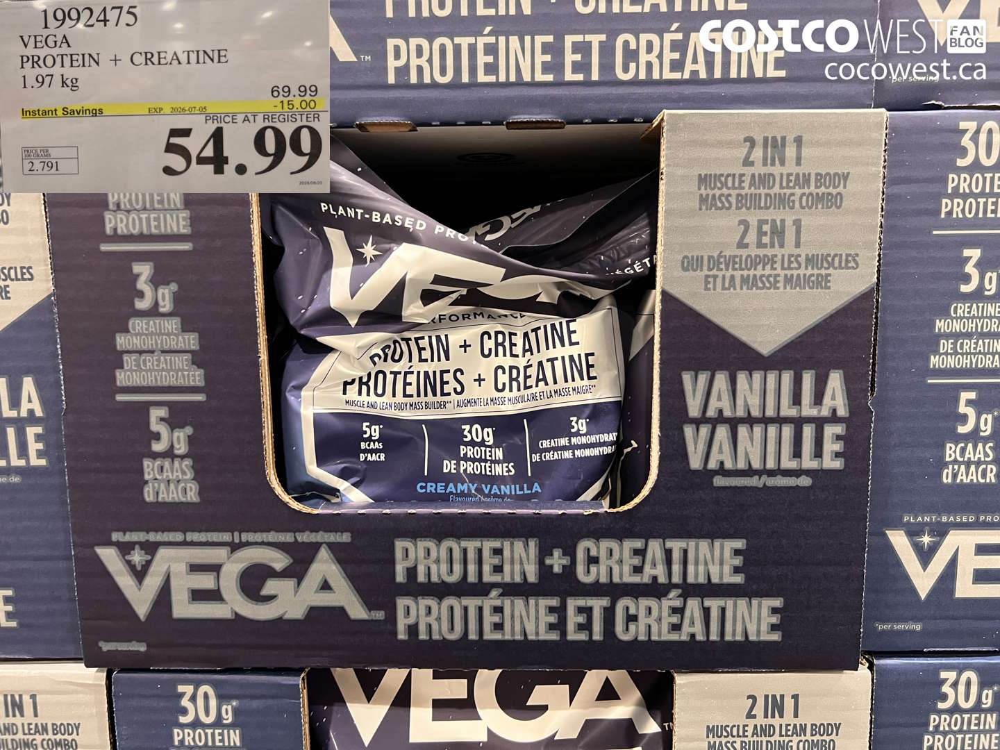 1992475 VEGA PROTEIN + CREATINE 1.97 KG ($15.00 INSTANT SAVINGS EXPIRES ON 2026-07-05) $54.99