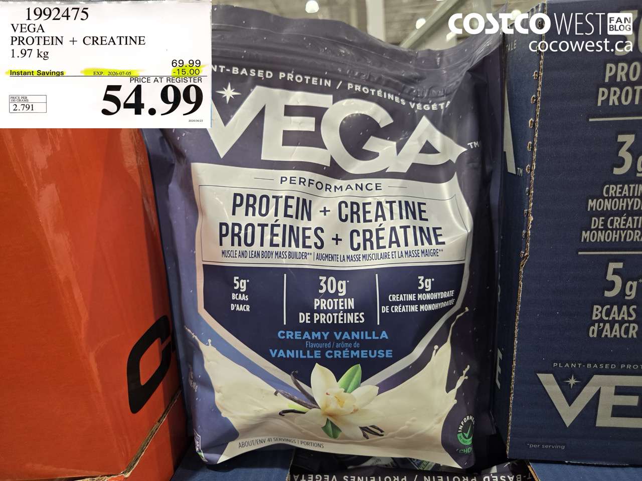 1992475 VEGA PROTEIN + CREATINE 1.97 KG ($15.00 INSTANT SAVINGS EXPIRES ON 2026-07-05) $54.99