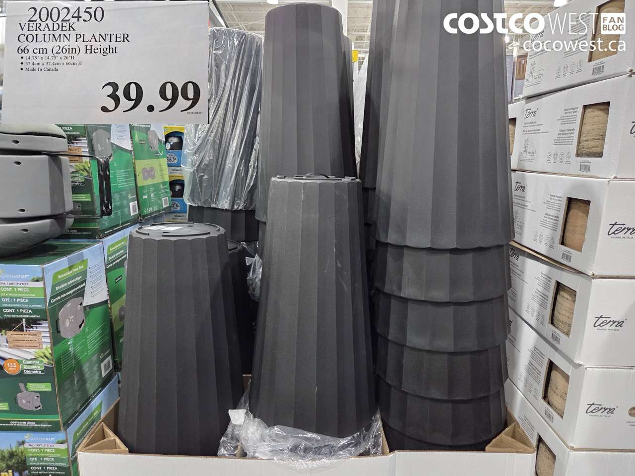 2002450 VERADEK COLUMN PLANTER 66 CM (26IN) HEIGHT $39.99