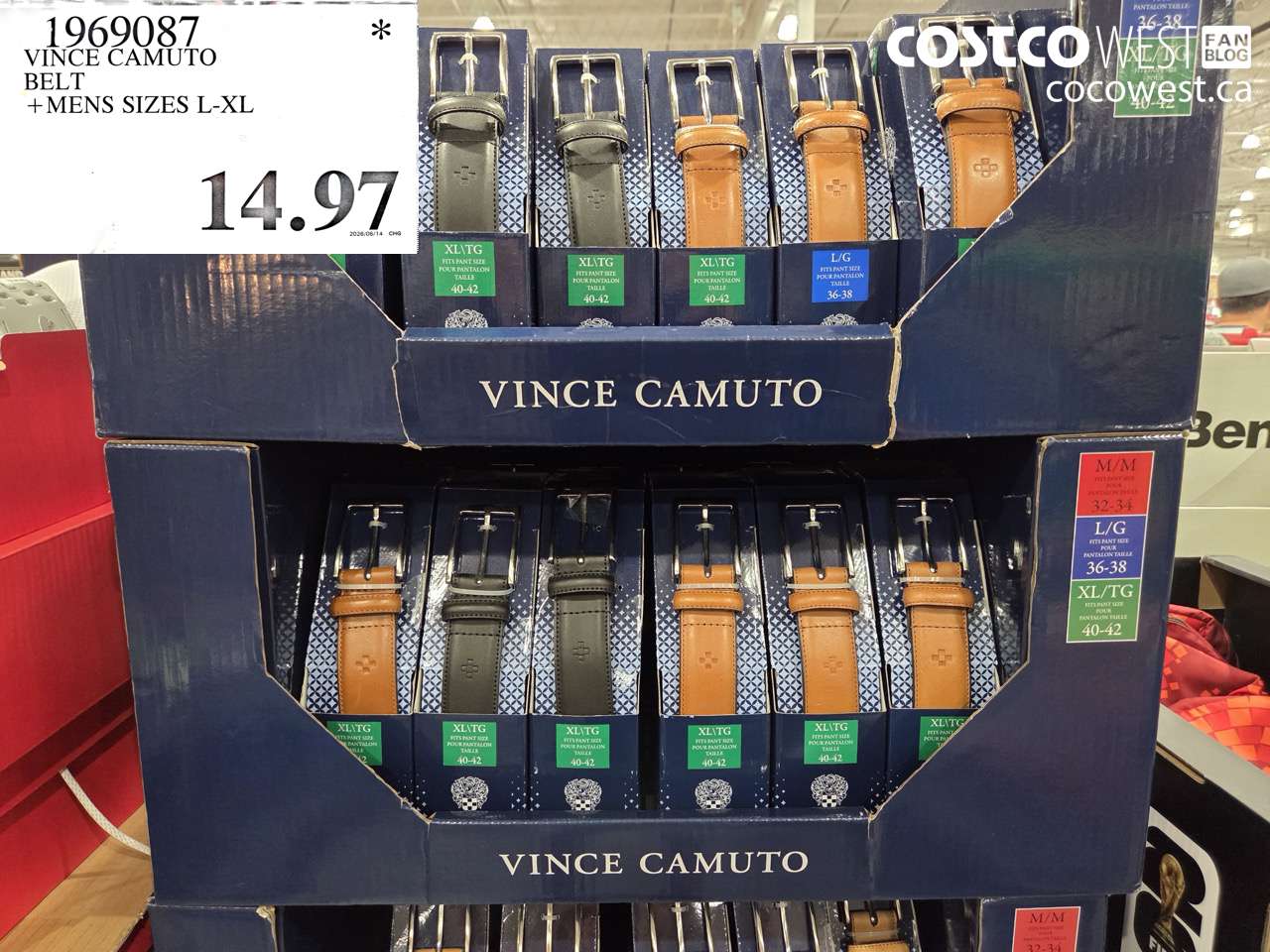 1969087 VINCE CAMUTO BELT MENS SIZES L-XL $14.97
