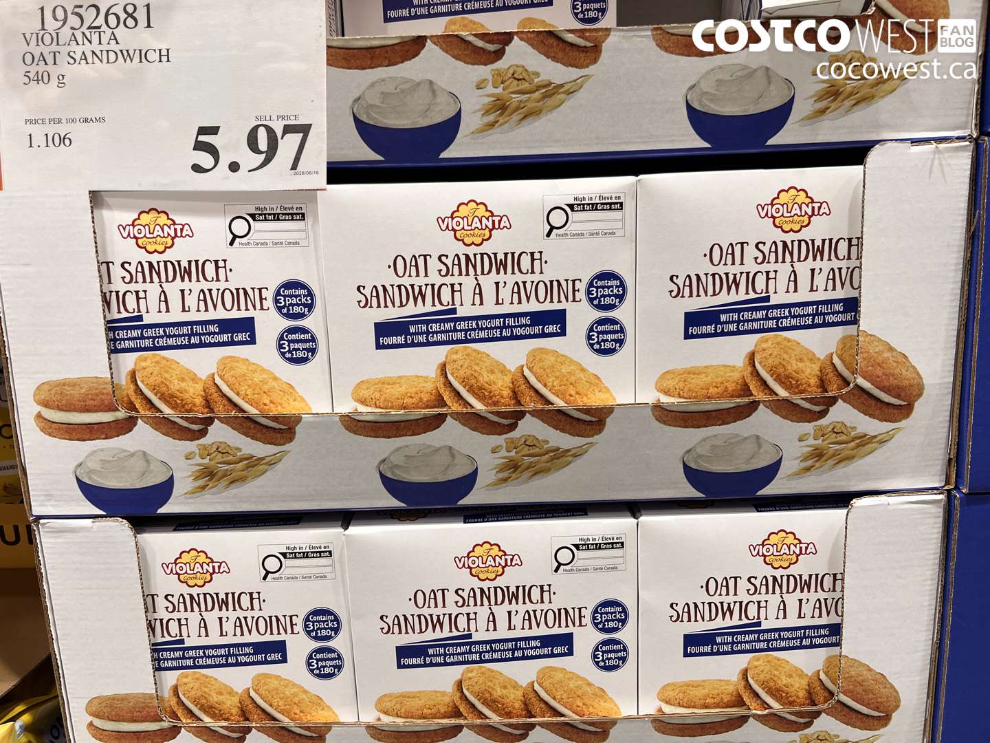 1952681 VIOLANTA OAT SANDWICH 540 G $5.97