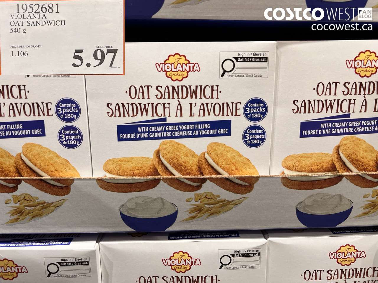 1952681 VIOLANTA OAT SANDWICH 540 G $5.97
