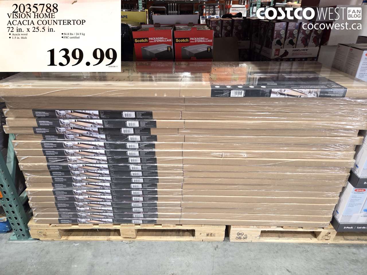 2035788 VISION HOME ACACIA COUNTERTOP 72 IN. X 25.5 IN. $139.99