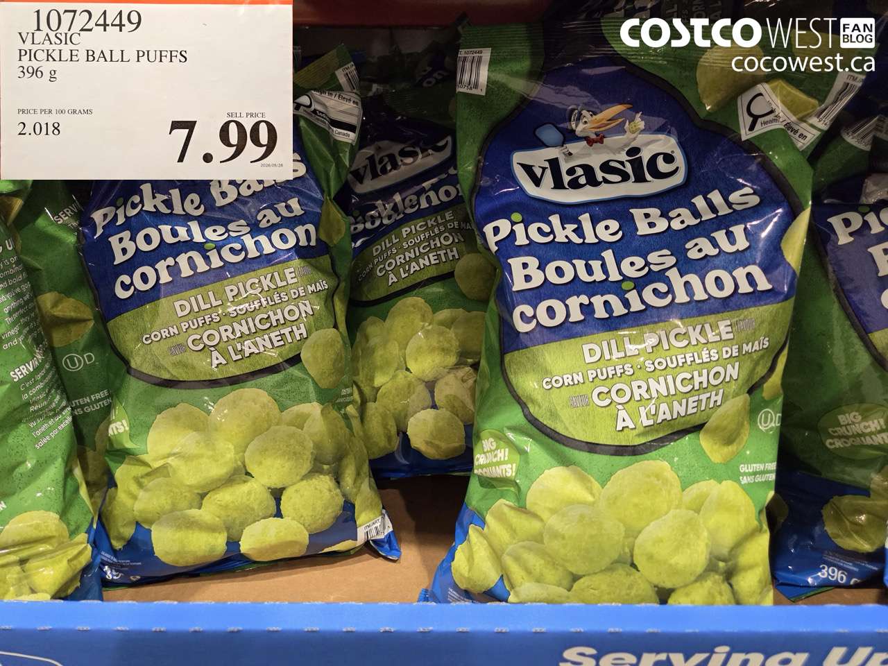 1072449 VLASIC PICKLE BALL PUFFS 396 G $7.99