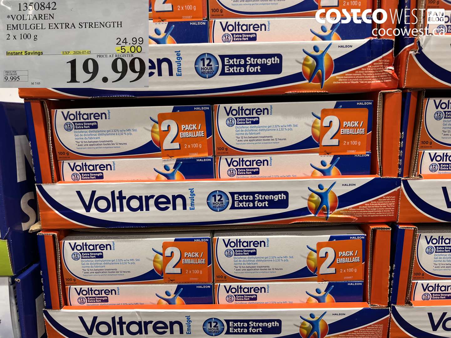 1350842 VOLTAREN EMULGEL EXTRA STRENGTH 2 X 100 G ($5.00 INSTANT SAVINGS EXPIRES ON 2026-07-05) $19.99